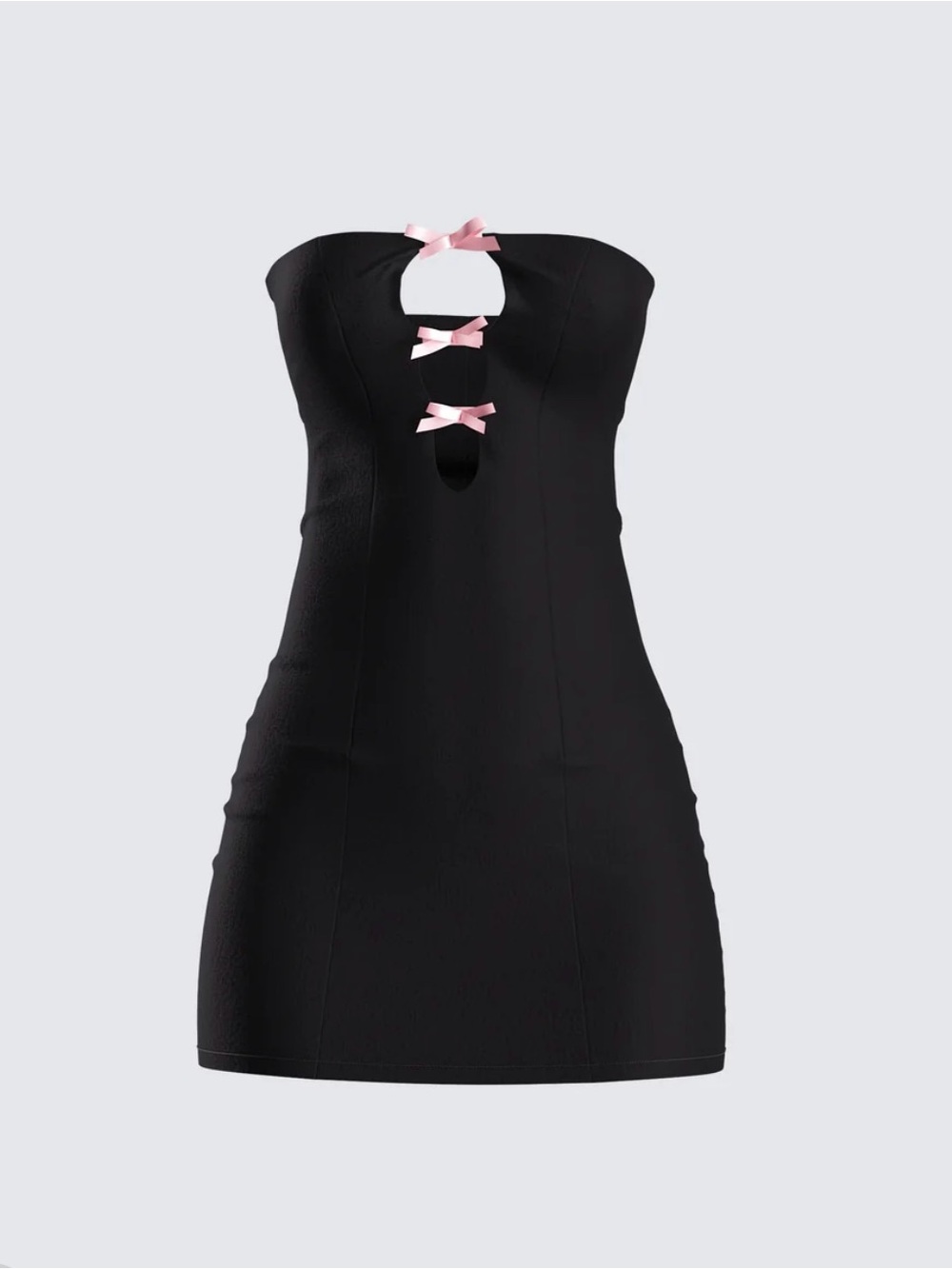 Finesse Black Strapless Dress with Pink Ribbon Accents